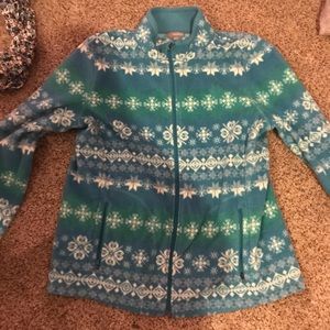 Talbots Blue Snowflake Fleece Jacket